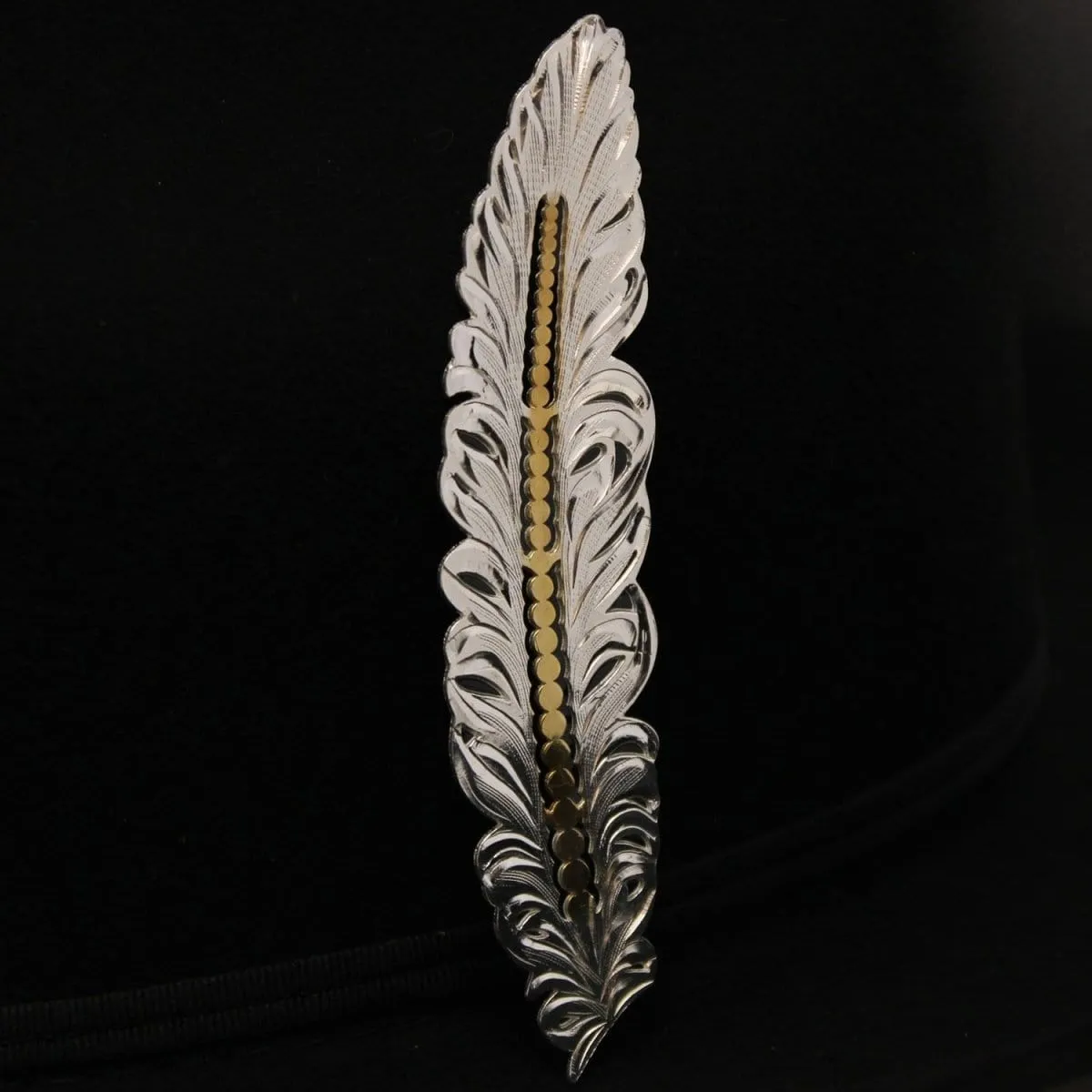 Gold and Silver Metal (Alpaca) Feather for Straw or Felt Cowboy Hat