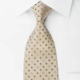 Nina Ricci Silk Rhinestone Necktie Brown Geometric Dots On Silver