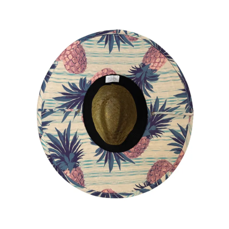 Straw Hat with Pineapple Print